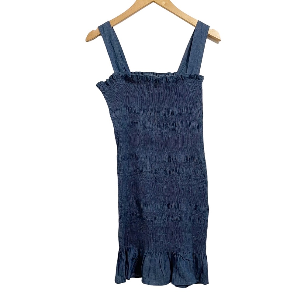 Do+Be Blue Chambray Smocked Mini Dress NWT Size Small - Picture 11 of 13